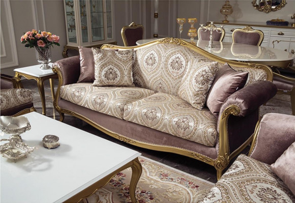 Luxusní sada pohovky stolky pohovky křesla látková sada 4 díly samet