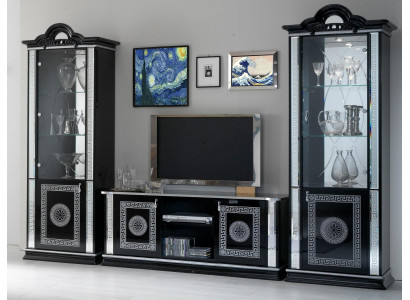 Wohnwand Wohnzimmer Set Vitrine Kommode Wandregal Vitrinen Wohnwände 3 tlg. Set Obývací stěna Obývací pokoj Set Vitrína Komoda Regál Vitríny Obývací stěny 3 kusy Set