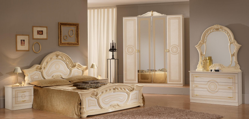 Design ložnice 6 dílná Sada kompletní ložnice Postel Noční stolek Komoda Nové