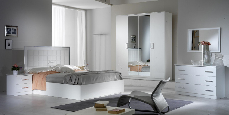 Postel noční stolek komoda 6dílná ložnice Sada Design Moderní Luxusní Ložnice