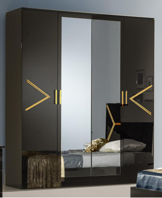 Klasická ložnice Set Garnitur Luxus Moderní Styl Postel 6 kusů Dřevěná komoda