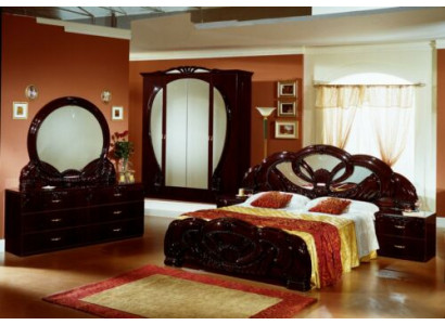Ložnice Set Design Moderní Luxus Ložnice Postel 2x Noční stolek 6 ks Dřevo