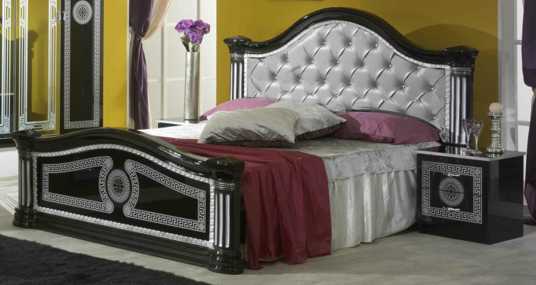 Postel 2x noční stolek 3ks. Ložnice Set Design Luxus Schlafzimmer Chesterfield