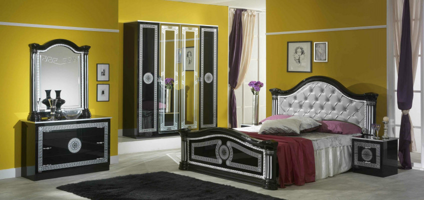 Postel 2x noční stolek 3ks. Ložnice Set Design Luxus Schlafzimmer Chesterfield