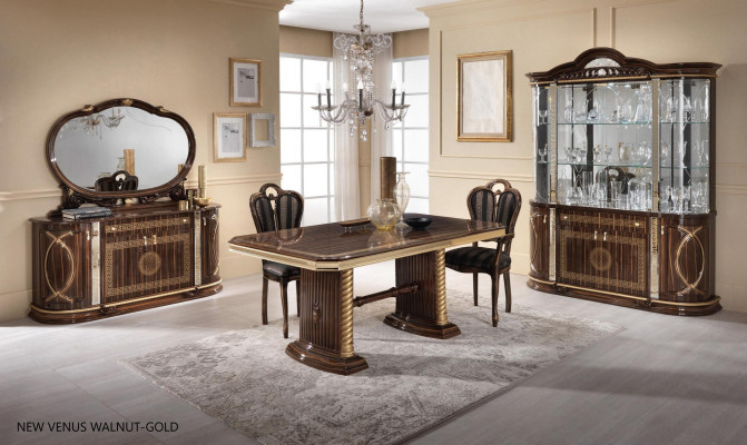 Klasická vitrína s komodou s velkým zrcadlem Skříň Sideboard Italský nábytek