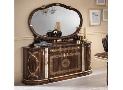 Klasická vitrína s komodou s velkým zrcadlem Skříň Sideboard Italský nábytek
