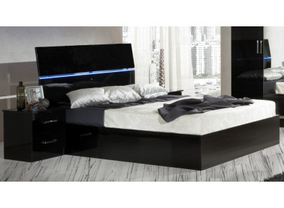 Design ložnice 3 kusy postel 2x noční stolek luxusní postel nábytková sada LED světlo