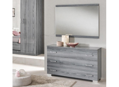Komoda skříň s designovým zrcadlem Luxusní nábytek šatní skříň 2dílná sada Nová