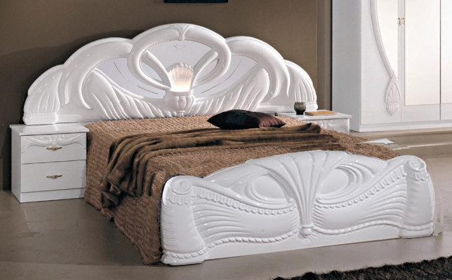 Ložnice set moderní styl dřevo skříň postel luxusní 6 dílný set bílý postele nový.