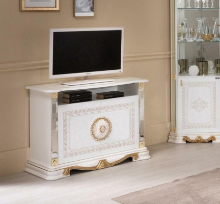 Bílá skříň RTV, regál, italský styl nábytku, komody, sideboard.