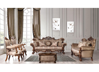 Klasická obývací sada gauče s potahem samet 5 kusů. Pohovka gauč.