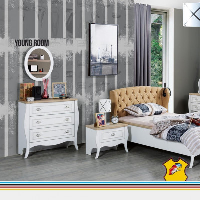 Komody designu ze dřeva, šatníková skříň, zrcadlo, luxusní styl.