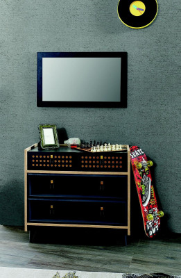 Dětský pokoj komoda se zrcadlem Luxus Console komody nábytek Modrá