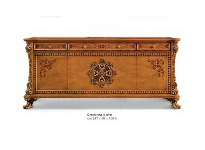 Luxus komoda xxl sideboard komody dřevo servírovací nábytek skříň hnědá.