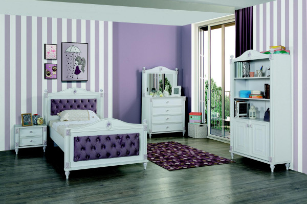 Design dětský pokoj Set postel noční stolky komoda Kompletní 4 ks.