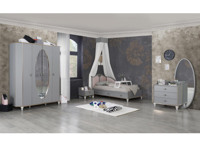 Dětský pokoj design sada, postel, noční stolek, cóška, skříň 4 kusy.