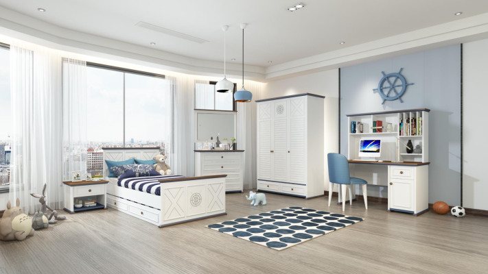 Luxus Jugendzimmer Set Bett Nachttisch Kleiderschrank Möbel 5tlg. Neu