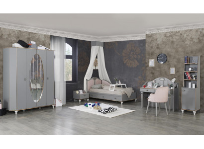 Dětský pokoj Nábytek 5dílná sestava Design Postel Noční stolek Šatní skříň