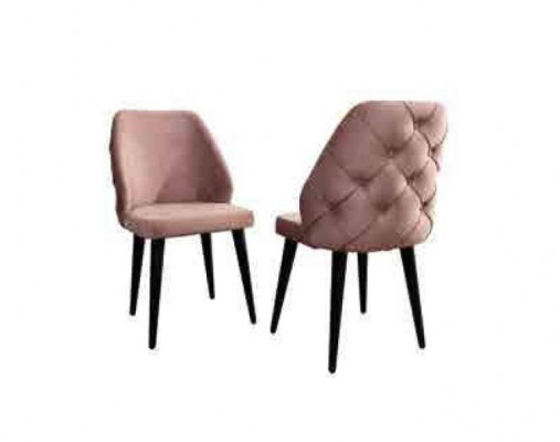 Dřevěná čalouněná židle béžová zadní strana Chesterfield s černými nohama jídelna