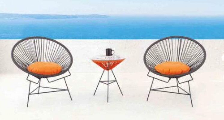 Stolek set Souprava 2x křeslo Stůl židle Polštáře zahradní nábytek Terasa