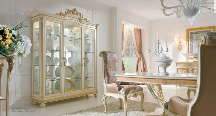 Vitrínové skříně Vitríny dřevo Luxusní obývací pokoj nábytek Skříň Beige