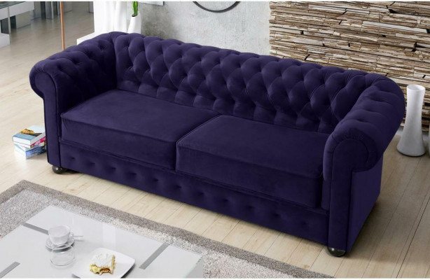 Design Pohovka Sedací souprava 3místná Polstrování Kůže Velké Pohovky Textilie Chesterfield