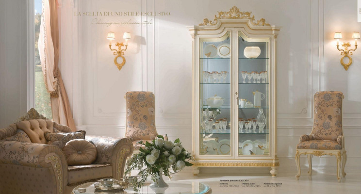 Vitrína Skříně Vitríny Dřevo Luxus Obývací pokoj Nábytek Beige Skříň