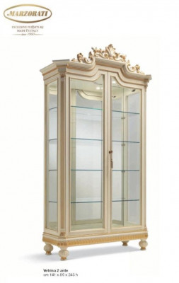 Vitrína Skříně Vitríny Dřevo Luxus Obývací pokoj Nábytek Beige Skříň