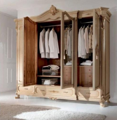 Šatník skříně Oblečení Beige Ložnice Dřevo Nábytek Skříň