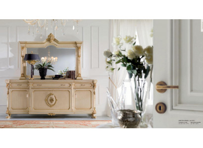 Nábytek Komoda Zrcadlo Konzolový stůl Sada Beige Ložnice Skříně