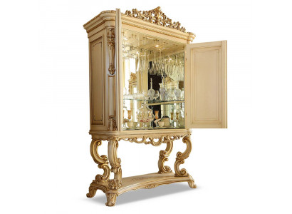 Hausbar Skříň na alkohol Bar Luxus Víno regál Vínový skříň Šatník Beige Dřevo