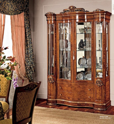 Vitrínové skříně Braun Vitríny Luxus Schrank Holz Wohnzimmer Barock