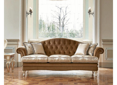Třísedák Sofa 3-Sitzer Chesterfield Sofas Luxury Fabric Brown Baroque
