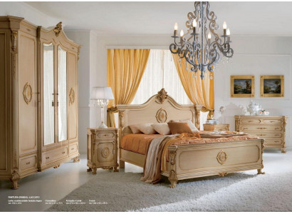 Postel Manželská postel Postele Ložnice Postelový rám Beige dřevo Luxus