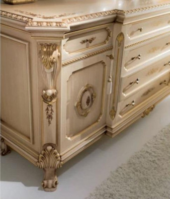 Komoda Zrcadlo Toaletní stůl Toaletní stůl Konzole Beige Souprava Ložnice