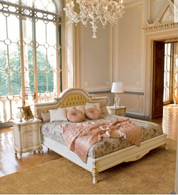 Postel manželská postel Chesterfield Luxury látková ložnice Beige postele