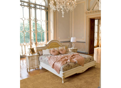 Postel manželská postel Chesterfield Luxury látková ložnice Beige postele