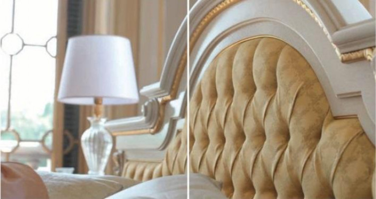 Postel manželská postel Chesterfield Luxury látková ložnice Beige postele