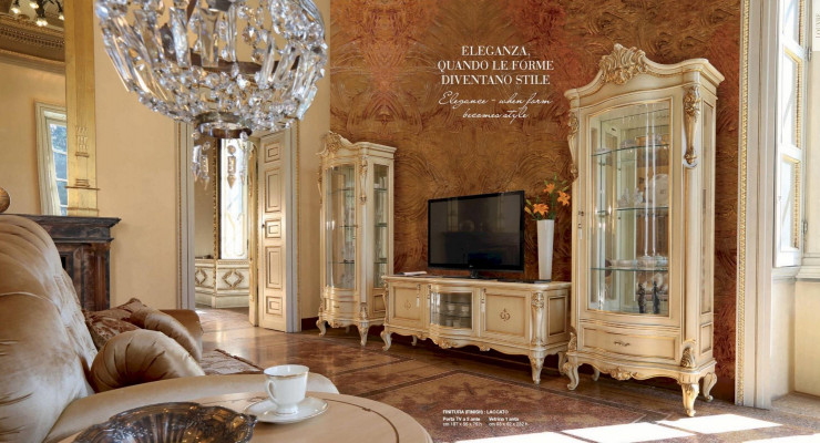Vitrína luxusní skříně dřevo Vitríny obývací pokoj nábytek Beige Barokní