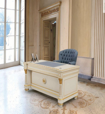 Elegantní psací stoly z dřeva Kancelářský stolek Styl Baroko Bílý Nábytek