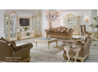 Křeslo Luxus Sedací souprava Textilie 1Místné Obývací pokoj Nábytek Beige Baroko Dřevo