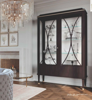 Vitrínové skříně Braun Vitríny Luxus Schrank Holz Glas Wohnzimmer