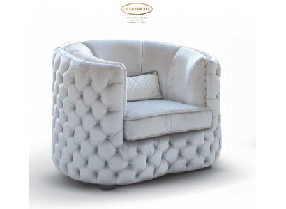 Chesterfield křeslo Jednosedák 1 sedadlo látkový koktejlová židle Luxus šedá