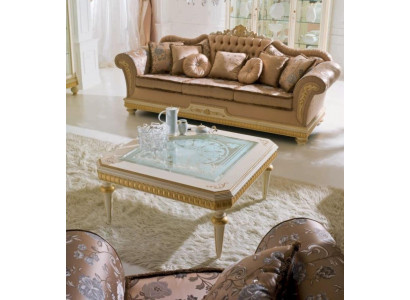 Konferenční stolek Beistelltisch Stůl Nábytek Obývací pokoj Beige Dřevo Stoly Design Luxus