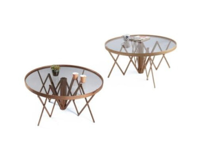 Designer obývací pokoj set 2x kulaté konferenční stoly Luxusný nábytek