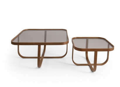 Hnědá sada obývacího pokoje 2x stolků Kavárna Moderní vybavení Designér kompletní