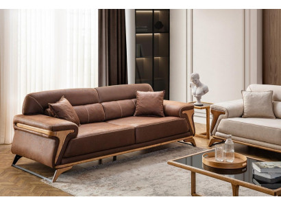 Elegantní 3místná pohovka Exkluzivní hnědá barva Luxusní nábytek do obývacího pokoje