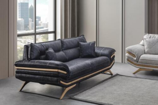 Elegantní 3-místná sedačka Exkluzivní černá barva Luxusní nábytek do obývacího pokoje.
