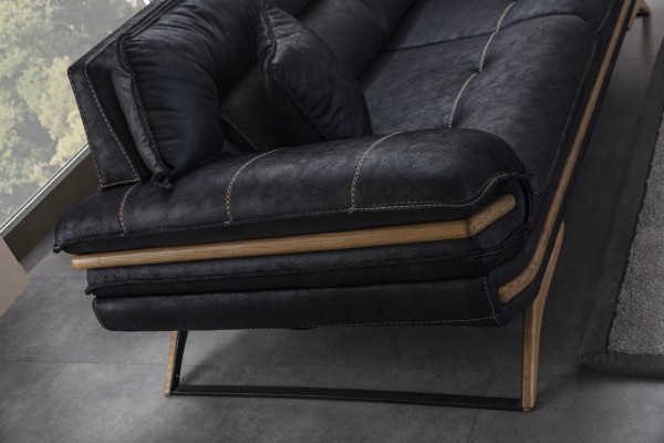 Elegantní 3-místná sedačka Exkluzivní černá barva Luxusní nábytek do obývacího pokoje.
