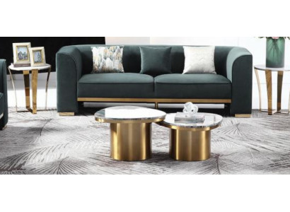 Sofa set 3-místný set 2x vedlejší stůl 2x konferenční stolek Luxusní nábytek 7dílný Nový